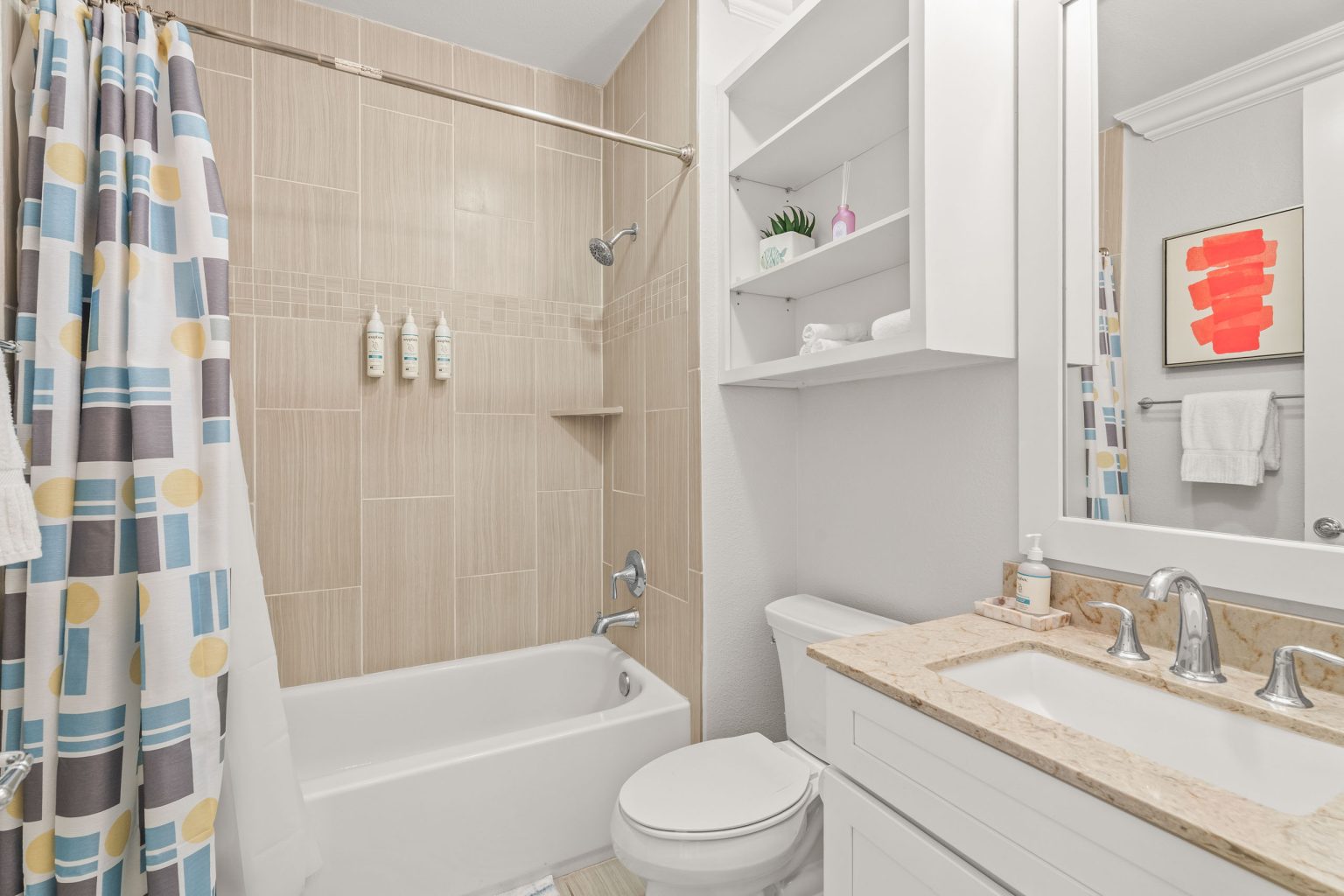 Bathroom with a tub-shower combo and vanity at 137 Palmilla Circle #204