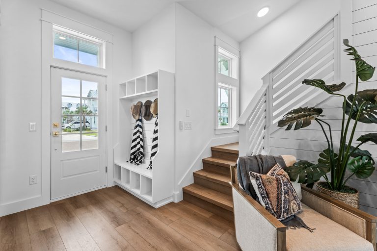 Entry with mudroom cubbies and staircase at 209 Horse Tail Lane