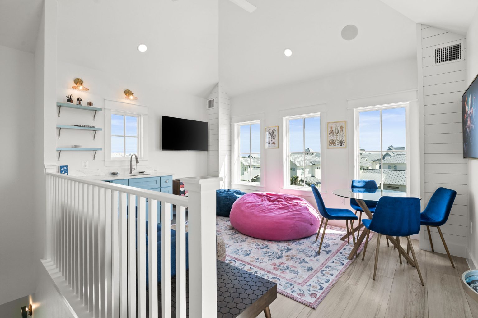 Upstairs bonus room with game table and bean bag at 724 Sunset Avenue